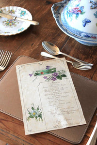Antique Hand Painted French Dinner Menu