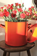 Load image into Gallery viewer, Red and yellow enamelware bin
