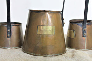 English set of three copper cider measures