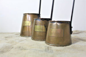 English set of three copper cider measures