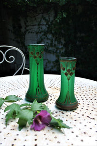French antique Art Nouveau satin glass vases
