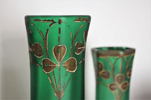 French antique Art Nouveau satin glass vases