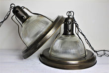 Load image into Gallery viewer, Pair of English vintage industrial style pendant lights