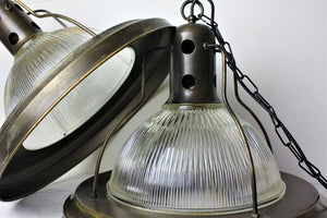 Pair of English vintage industrial style pendant lights