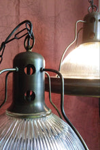 Load image into Gallery viewer, Pair of English vintage industrial style pendant lights