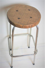 Load image into Gallery viewer, French oak top industrial stool
