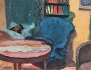 "Sleeping Woman"  French watercolour