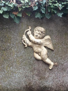 French antique cast iron wall mounted cherub
